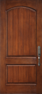 Novatech 2 panel planked camber top fiberglass exterior door