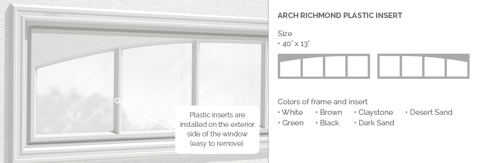 Arch Richmond Plastic Insert for Garaga garage door windows