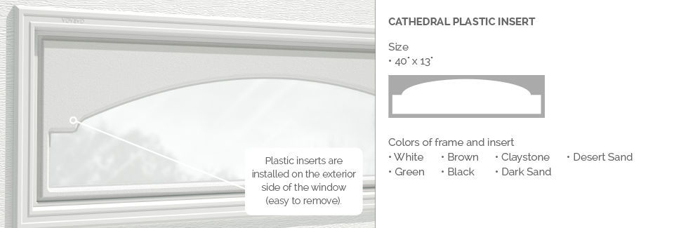 Cathedral Plastic Insert for Garaga garage door windows