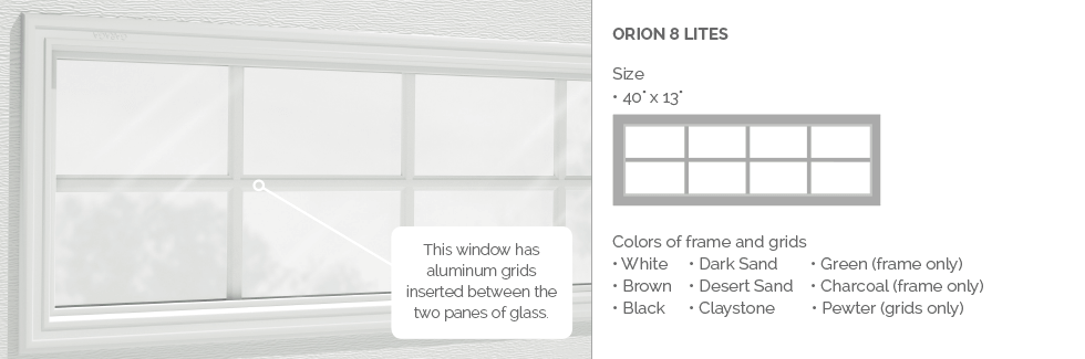 Orion 8 light Plastic Garage Door Glass Insert