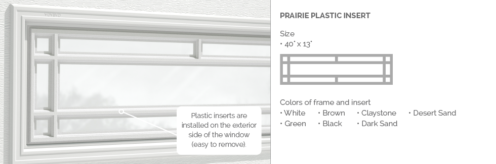 Prairie Plastic Insert for Garaga garage door windows