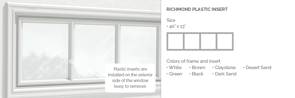 Richmond Plastic Insert for Garaga garage door windows