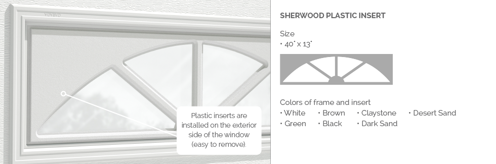 Sherwood Plastic Insert for Garaga garage door windows
