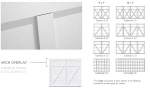 Townships Carriage House Eastman and Cambridge Garaga garage door overlay layouts