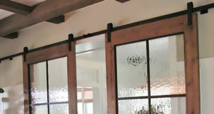 Black Bent Strap Interior Barn Door Hardware and French Doors