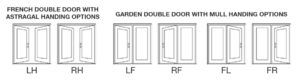 French and Garden Door Handing Options